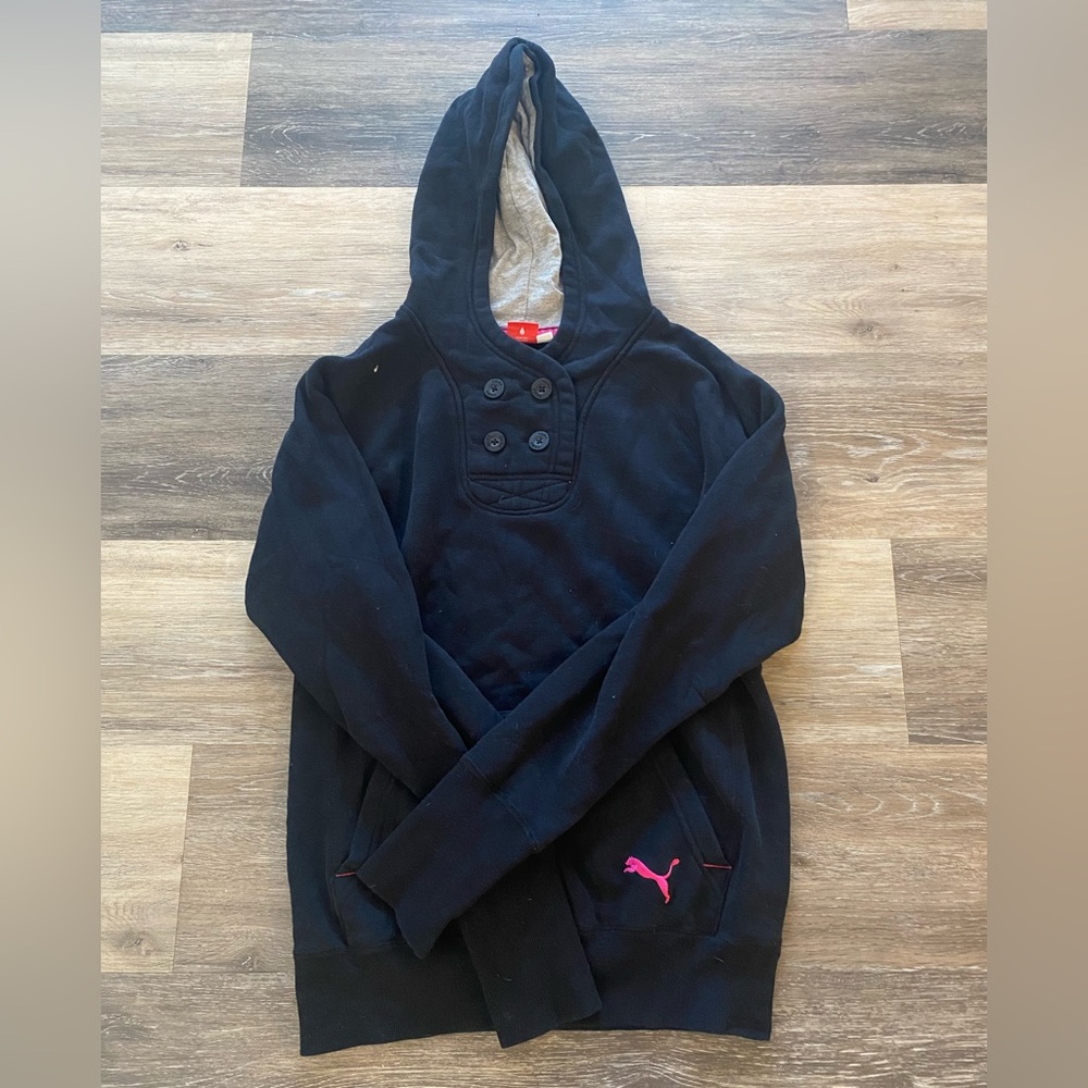 Puma hoodie size small with button detail at neck